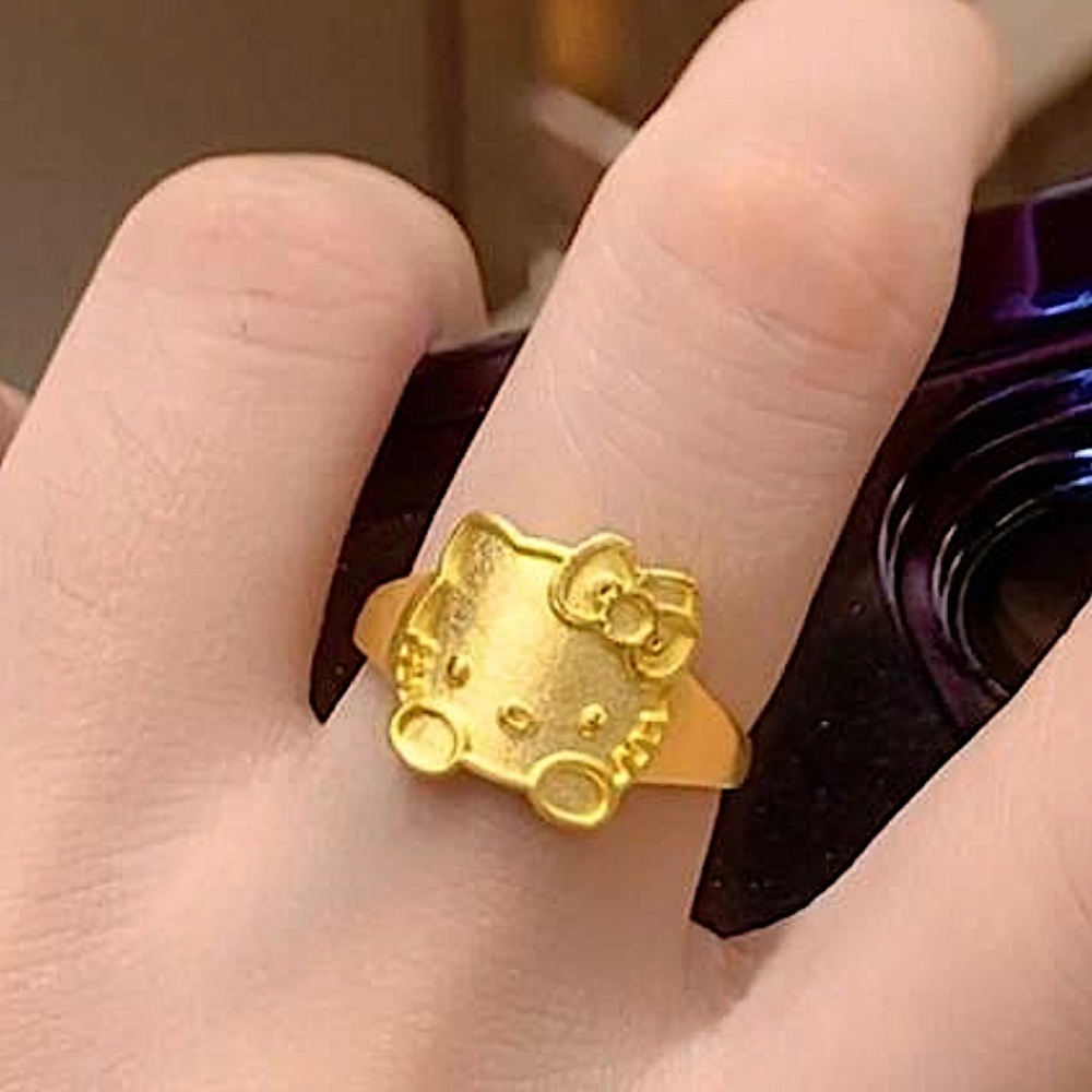 Sanrio Gold-Plated Hello Kitty Adjustable Stainless Steel Ring - Picture 5 of 10